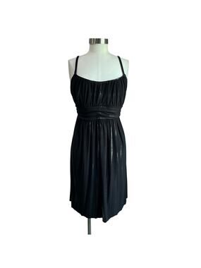 Deb‎ Y2K Black Silver Babydoll Dress 1X Party Club Metallic Mini Plus Size